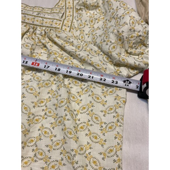 Max Studio London 1X Floral Yellow & White Boho Blouse With Puff Sleeves New - Picture 5 of 12